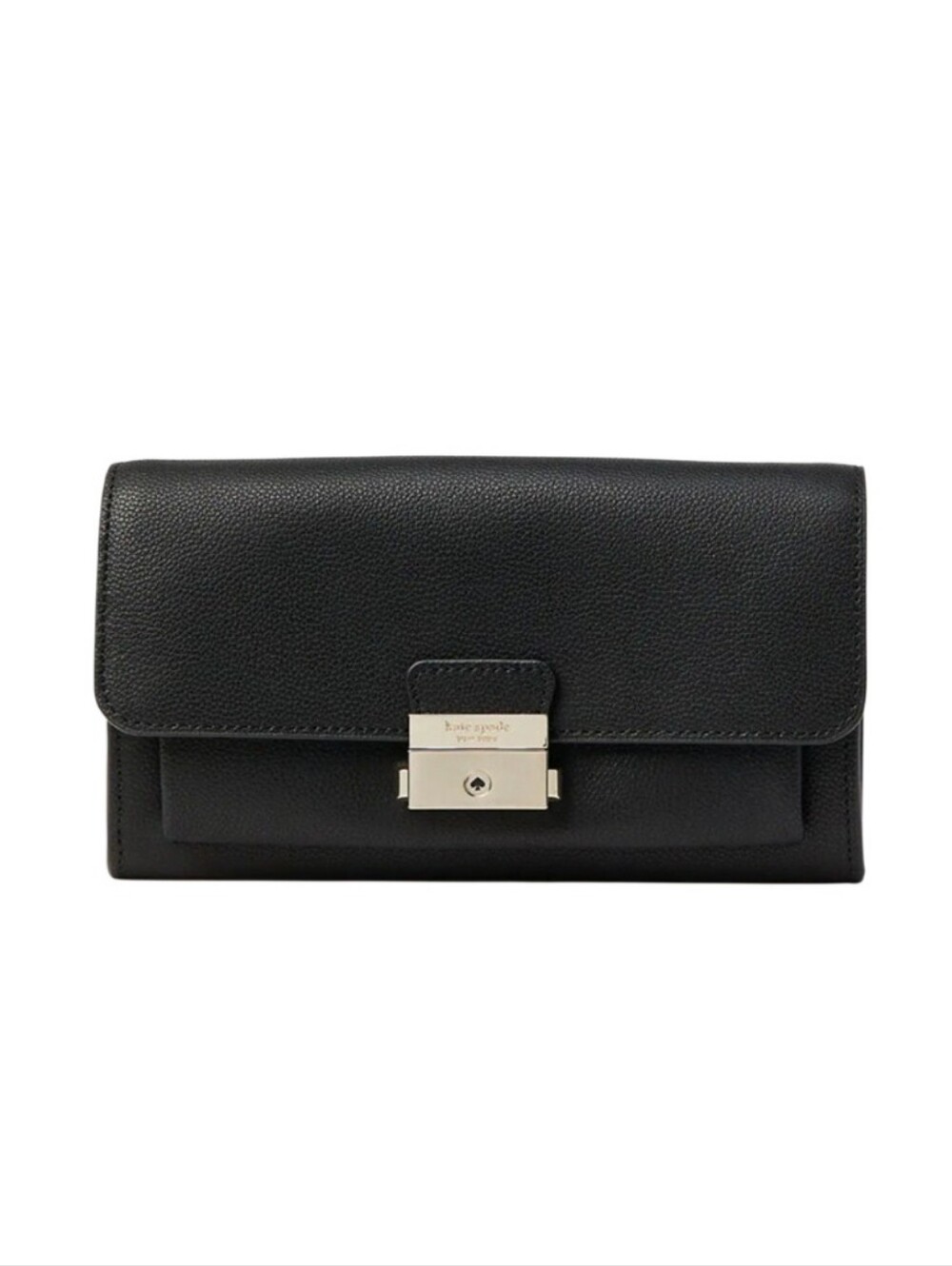 kate spade Black Pebbled Leather Wallet with Silver Lock